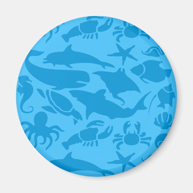Blaues Meeresleben-Muster Magnet (Vorne)