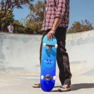Blaues Meergeometrie-Maschenmuster Monogram Skateboard