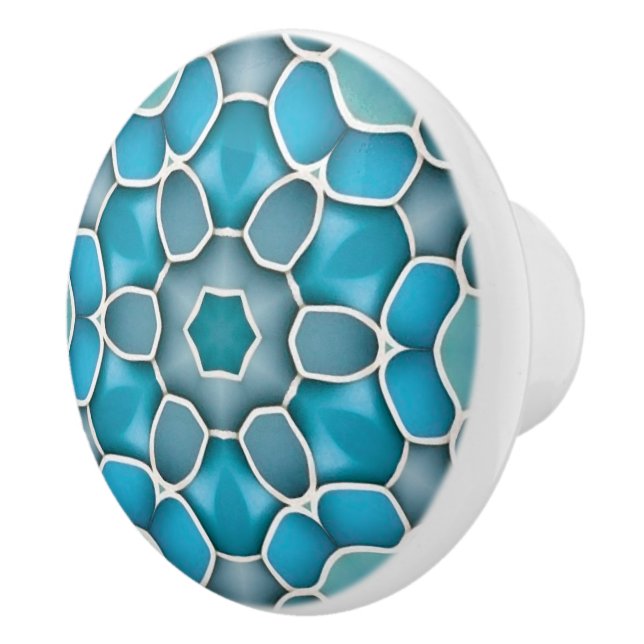 Blaues Meerglas - Aqua & Aquamarines Bad Keramikknauf (Rechts)