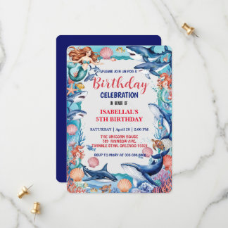 Blaues Meerjungfisch Geburtstag Save The Date