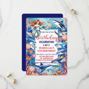 Blaues Meerjungfisch Geburtstag Save The Date