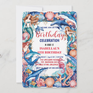 Blaues Meerjungfisch Geburtstag Save The Date