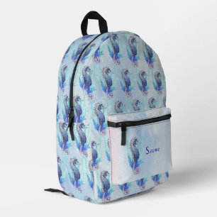 Blaues Meerpferd über einem Aquarellgrund Bedruckter Rucksack