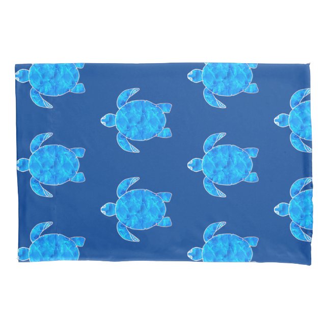 Blaues Meerschildkröten-Muster  Kissenbezug (Vorderseite)