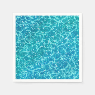 Blaues Meerwasser mit Glitzern Serviette