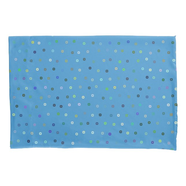 Blaues mehrfarbiges Polka-Dotmuster Kissenbezug (Vorderseite)