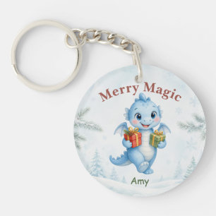 Blaues Merry Magic Baby-Drache Personalisiertes We Schlüsselanhänger