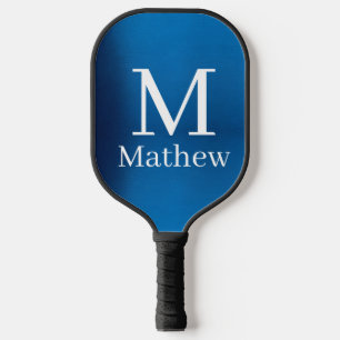 blaues metallisches abstrakt glänzendes Monogramm Pickleball Schläger