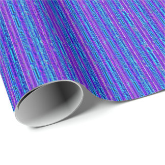 Blaues Metalllila Streifen Geschenkpapier