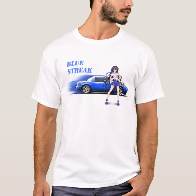 Blaues Miata - mit Animemädchen T-Shirt (Vorderseite)