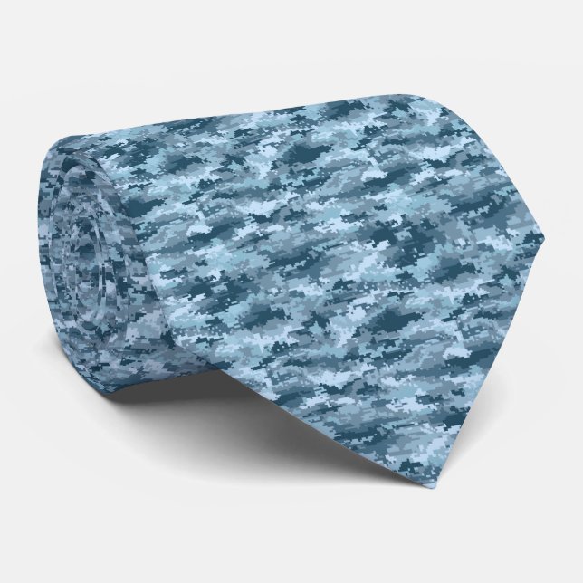Blaues militärisches pixeliges Tarnmuster Krawatte (Gerollt)