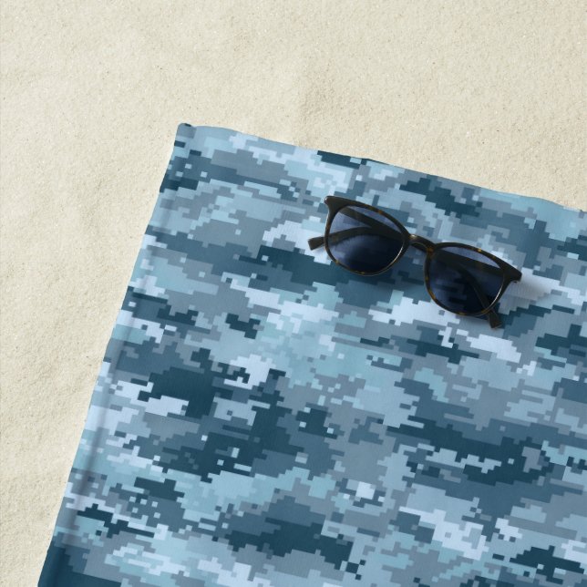 Blaues militärisches pixeliges Tarnmuster Strandtuch (Beispiel)