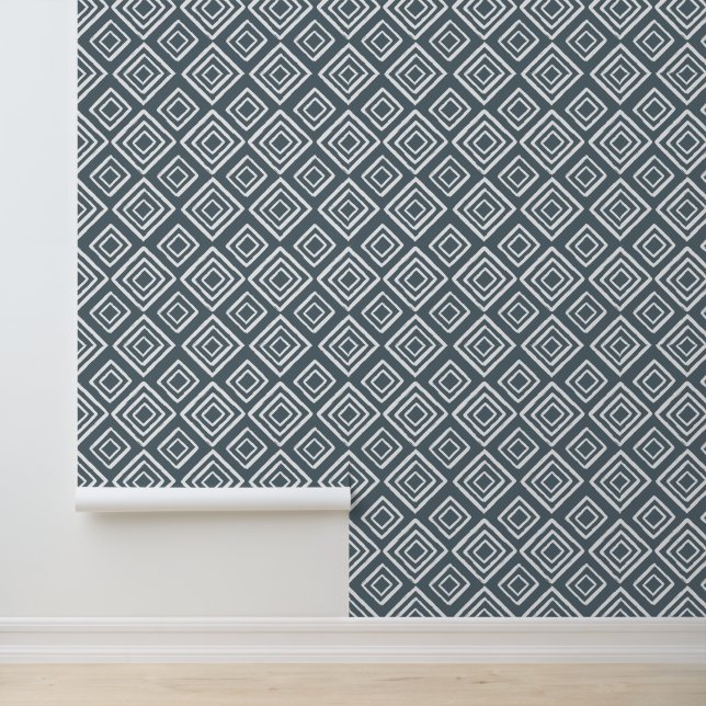 Blaues Minimalistisches geometrisches Muster Tapete (Anwendung)