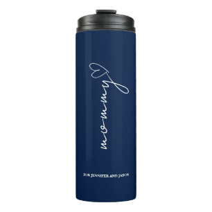 Blaues Minimalistisches Personalisiertes Geschenk  Thermosbecher