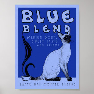 Blaues Mischungs-Kaffee-Plakat Poster