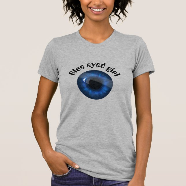Blaues mit Augen Mädchen T-Shirt (Vorderseite)