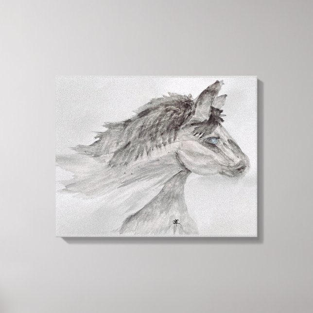 Blaues - mit Augen Pferd Leinwanddruck (Vorderseite)