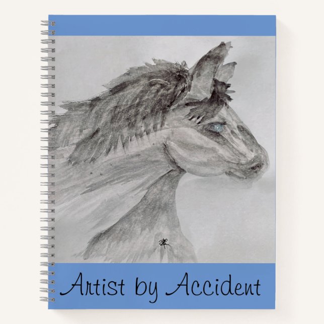 Blaues mit Augen Pferd Notizbuch (Vorderseite)