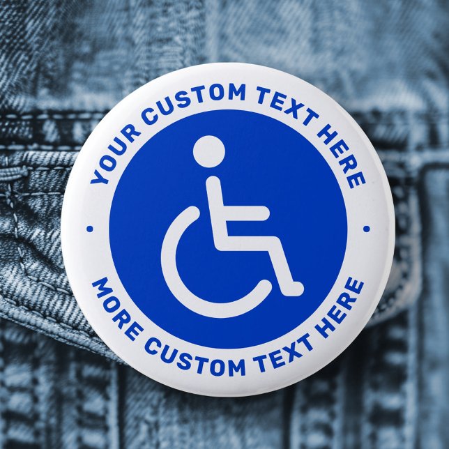 Blaues mit Behinderung Symbol und benutzerdefinier Button (Blue disabled symbol and custom text button)