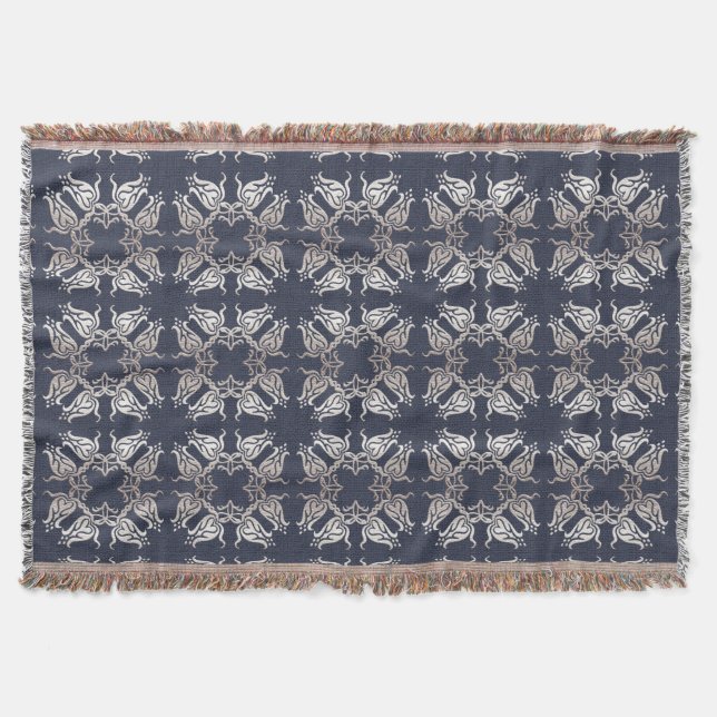 blaues mit Blumenmuster der barocken Art Decke (Vorderseite)