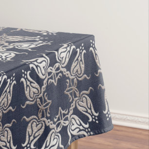 blaues mit Blumenmuster der barocken Art Tischdecke
