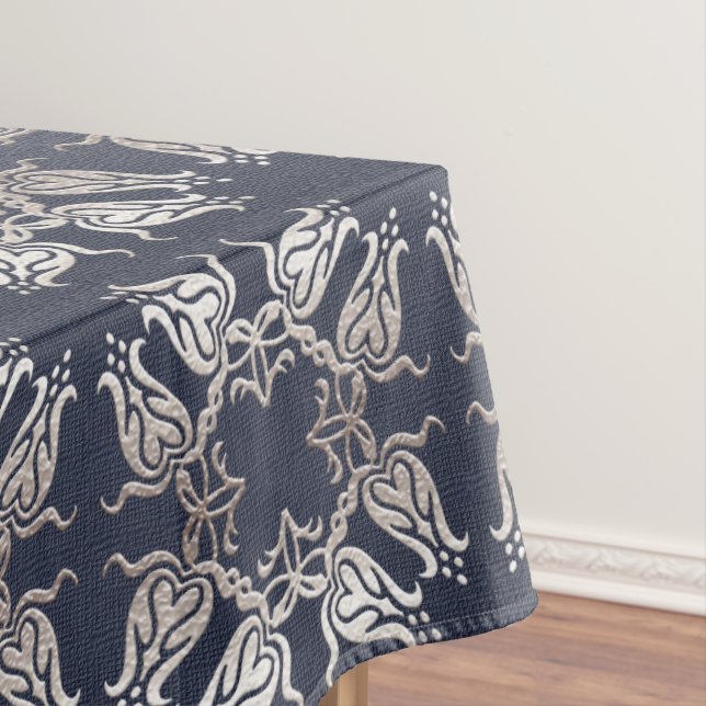 blaues mit Blumenmuster der barocken Art Tischdecke (Beispiel)