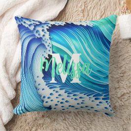 Blaues Mit Monogramm Meer Kissen
