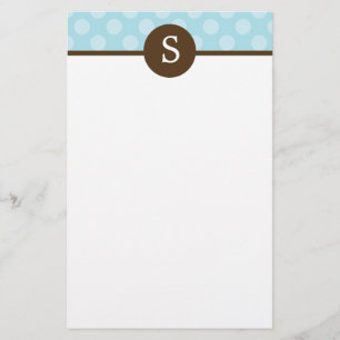 Blaues mit Monogramm Polka-Punkt-Briefpapier Briefpapier