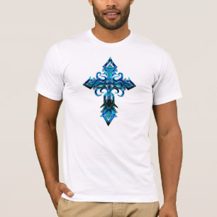 Blaues Mittelalterliches Kreuzkreuz T - Shirt
