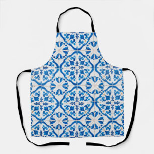 Blaues Mittelmeerklippchen - Elegant Azulejo Schürze