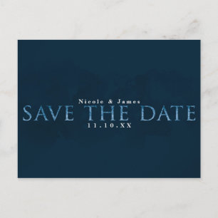 Blaues modernes chic SAVE THE DATE Hochzeitsverlob Postkarte