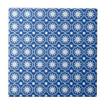 Blaues, modernes geometrisches Blumenmuster Fliese<br><div class="desc">Blauer,  modernes geometrisches Blumenmuster Keramik</div>