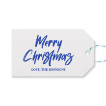Blaues modernes Pinsel Schriftzug Frohe Weihnachte