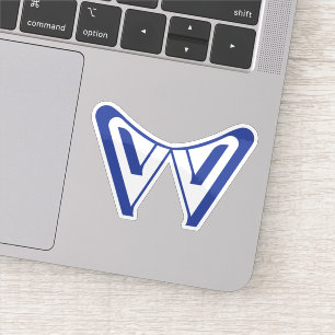 Blaues modernes und minimales Buchstabe W Monogram Aufkleber