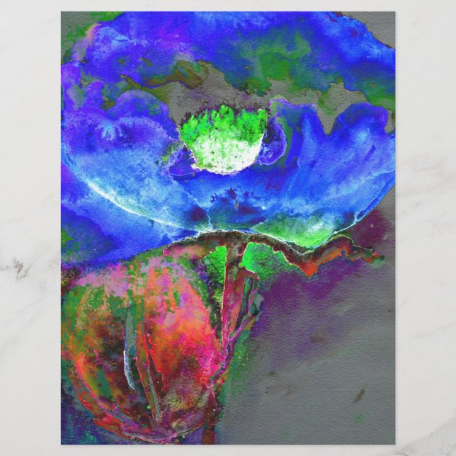 Blaues Mohn, blaue abstrakte Blume (Vorderseite)