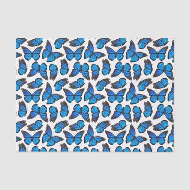 Blaues Monarchfalter-Muster Seidenpapier (Vorderseite)
