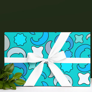 Blaues Mond-Wolkenmuster Geschenkpapier