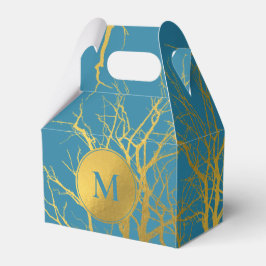 Blaues Monogramm für die Zweige des Golden Trees Geschenkschachtel