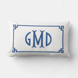 Blaues Monogramm griechisches Schlüsselband Lumbal Lendenkissen