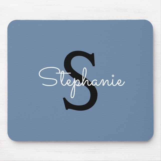 Blaues Monogramm Name  Mousepad (Vorne)