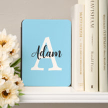 Blaues Monogramm-Name-Script Personalisiertes Desi