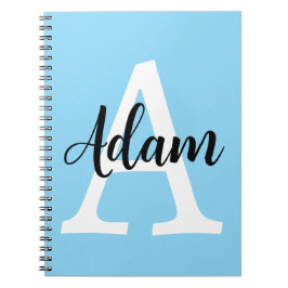 Blaues Monogramm-Name-Script Personalisiertes Desi Notizblock