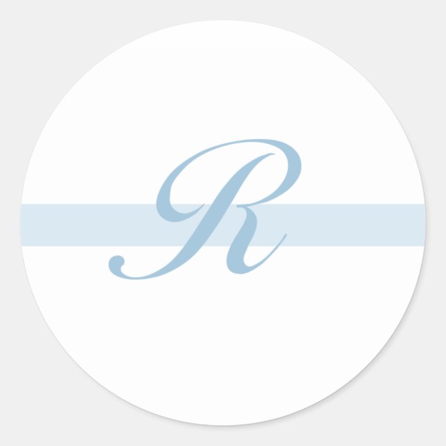 Blaues Monogramm R Runder Aufkleber (Vorderseite)