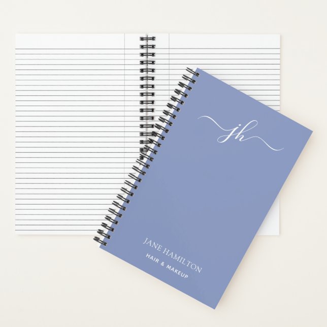 Blaues Monogramm und Name Notizbuch (Innen)
