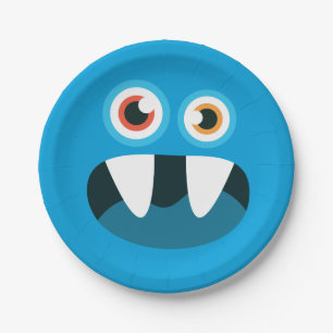 Blaues Monster-Gesicht Pappteller