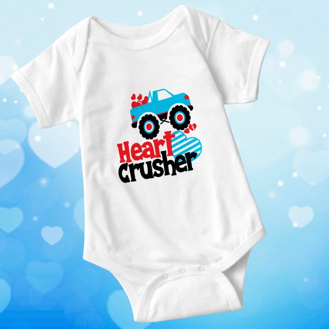 Blaues Monster LKW Herzkreuz Valentine Baby Strampler (Von Creator hochgeladen)