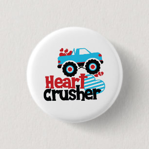 Blaues Monster LKW Herzkreuz Valentine Button