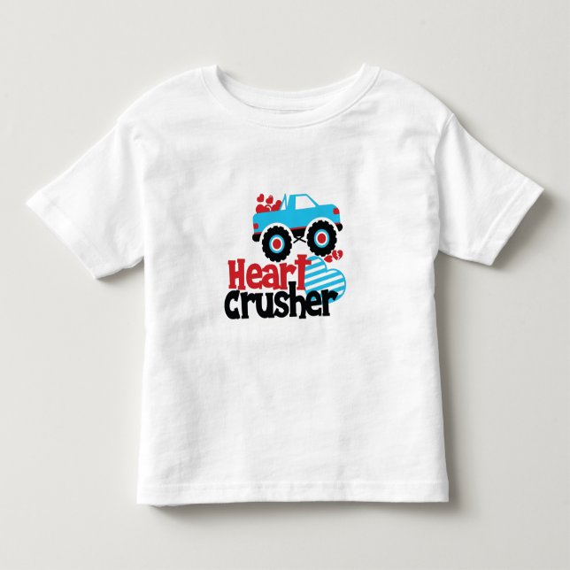 Blaues Monster LKW Herzkreuz Valentine Kleinkind T-shirt (Vorderseite)