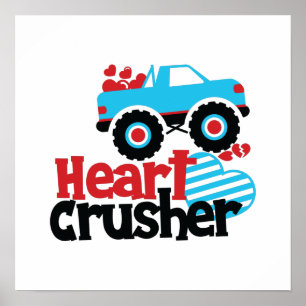 Blaues Monster LKW Herzkreuz Valentine Poster