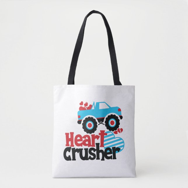 Blaues Monster LKW Herzkreuz Valentine Tasche (Vorderseite)